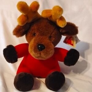 Dakin Christmas Holiday Moose Red Drop Seat Pajamas, 1988, NWT